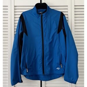 Brooks Running Womens Sz Medium Blue‎ Black Lightweight Full Zip Vented Jacket